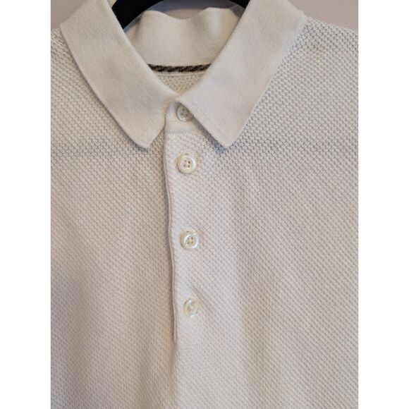 Billy Reid Hemp Cotton Twill Polo in White size Large Orig. $178 - Picture 6 of 8